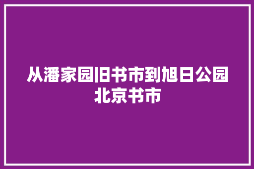 从潘家园旧书市到旭日公园北京书市