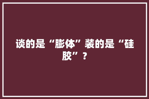 谈的是“膨体”装的是“硅胶”？