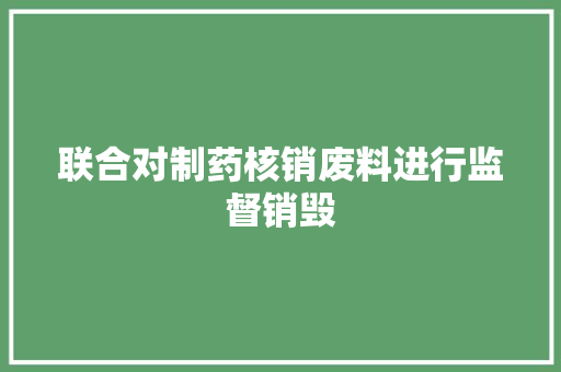 联合对制药核销废料进行监督销毁