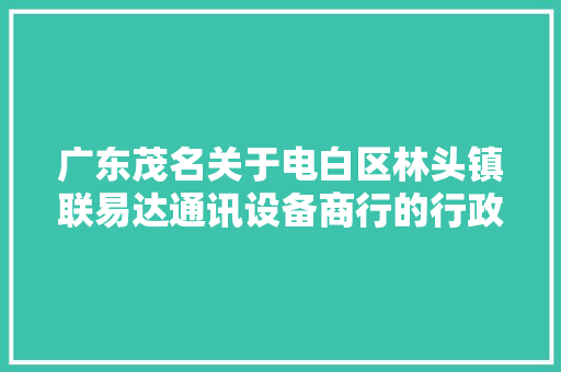 广东茂名关于电白区林头镇联易达通讯设备商行的行政处罚决定书  茂电市监处罚〔2023〕136号
