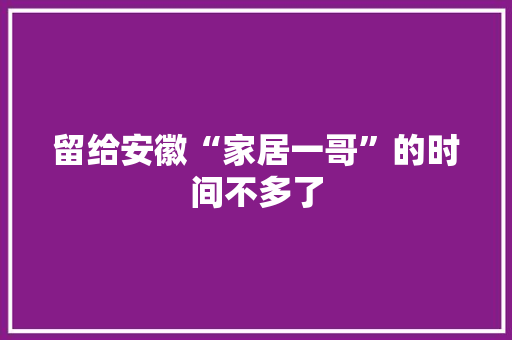 留给安徽“家居一哥”的时间不多了 人工智能