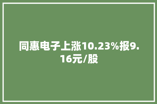 同惠电子上涨10.23%报9.16元/股