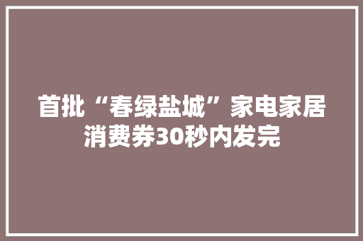 首批“春绿盐城”家电家居消费券30秒内发完