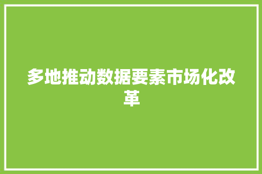 多地推动数据要素市场化改革