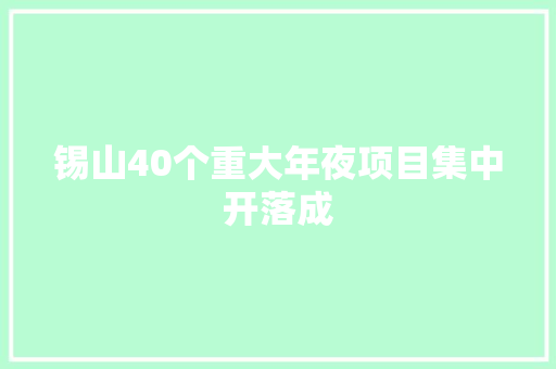 锡山40个重大年夜项目集中开落成