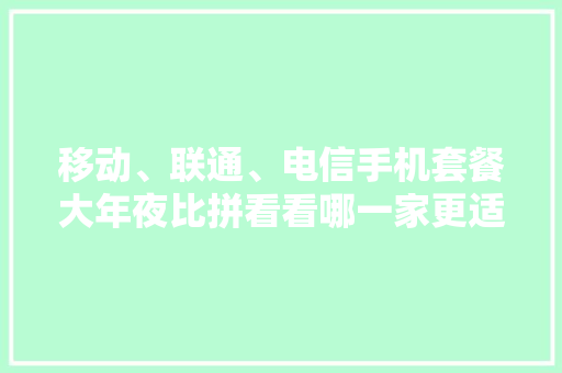 移动、联通、电信手机套餐大年夜比拼看看哪一家更适合？ 移动、联通、电信手机套餐大年夜比拼看看哪一家更适合？ 智能科技