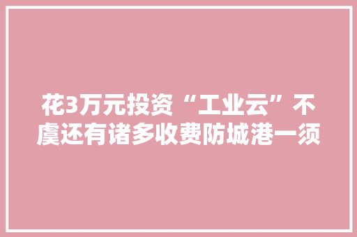 花3万元投资“工业云”不虞还有诸多收费防城港一须眉疑被套路