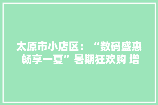 太原市小店区：“数码盛惠 畅享一夏”暑期狂欢购 增长南内环数码商圈消费新活力
