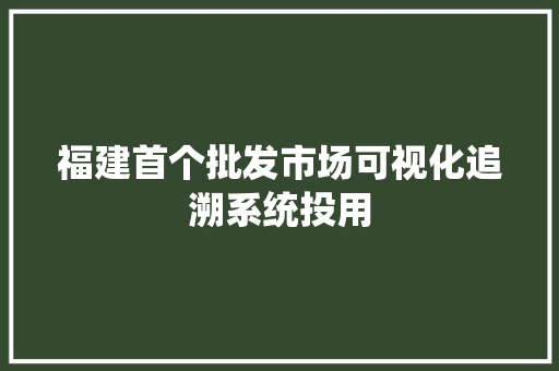 福建首个批发市场可视化追溯系统投用
