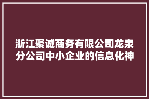 浙江聚诚商务有限公司龙泉分公司中小企业的信息化神器🎨👍