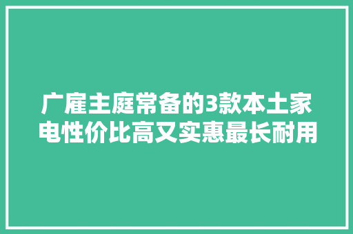 广雇主庭常备的3款本土家电性价比高又实惠最长耐用10年以上