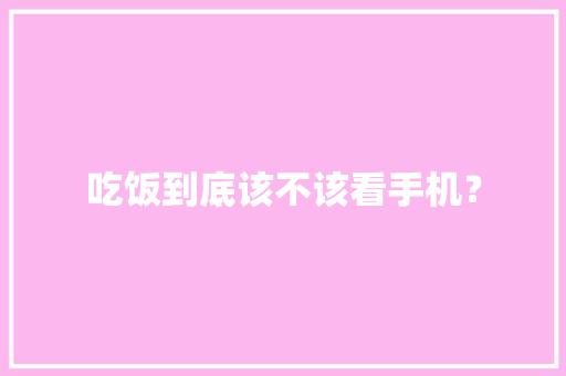 吃饭到底该不该看手机？