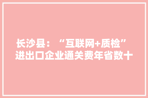 长沙县：“互联网+质检” 进出口企业通关费年省数十万