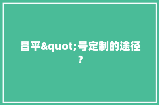 昌平"号定制的途径？