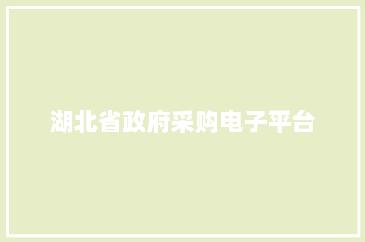 湖北省政府采购电子平台