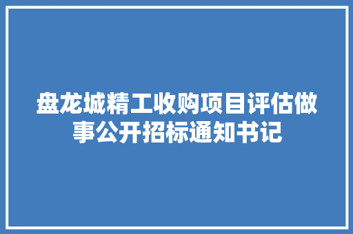 盘龙城精工收购项目评估做事公开招标通知书记