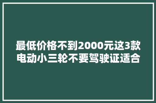 最低价格不到2000元这3款电动小三轮不要驾驶证适合老年人