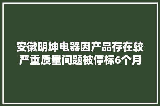 安徽明坤电器因产品存在较严重质量问题被停标6个月