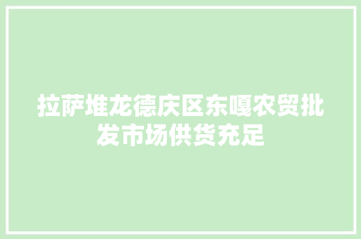 拉萨堆龙德庆区东嘎农贸批发市场供货充足 人工智能