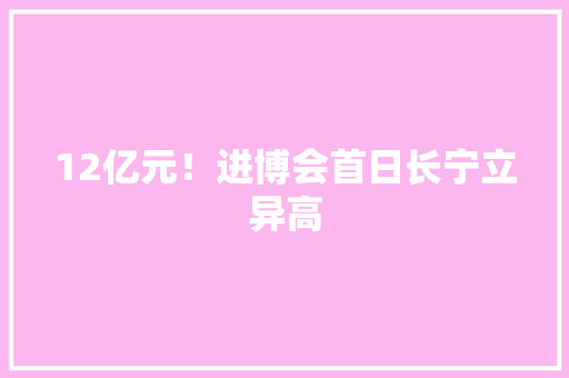 12亿元！进博会首日长宁立异高