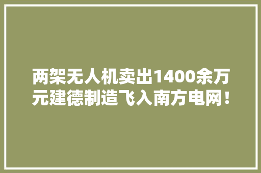 两架无人机卖出1400余万元建德制造飞入南方电网！