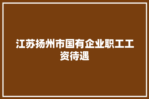 江苏扬州市国有企业职工工资待遇