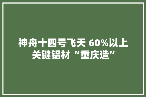 神舟十四号飞天 60%以上关键铝材“重庆造”