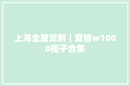 上海全屋定制｜爱格w1000柜子合集