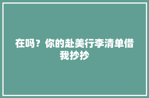 在吗？你的赴美行李清单借我抄抄