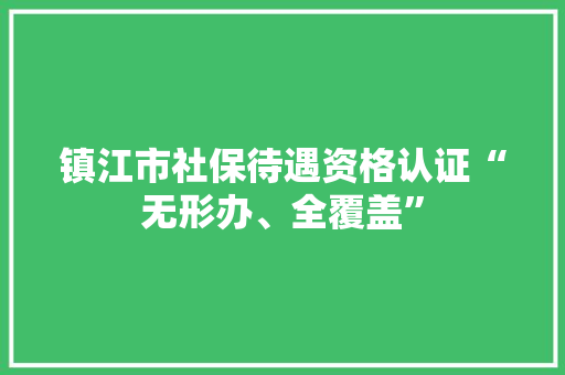 镇江市社保待遇资格认证“无形办、全覆盖”