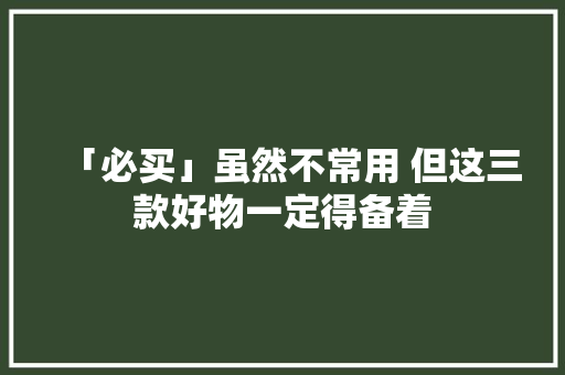 「必买」虽然不常用 但这三款好物一定得备着