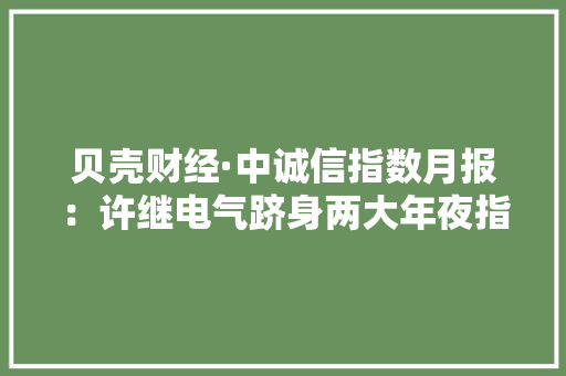 贝壳财经·中诚信指数月报：许继电气跻身两大年夜指数涨幅榜