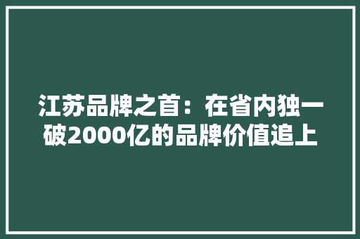江苏品牌之首：在省内独一破2000亿的品牌价值追上恒力、波司登