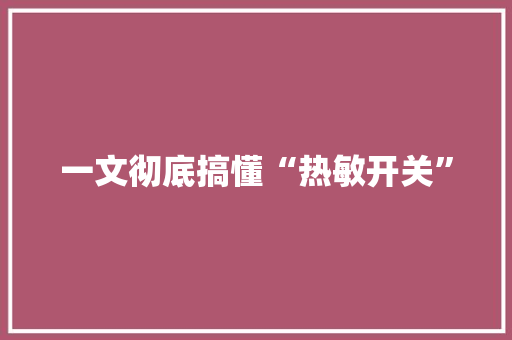 一文彻底搞懂“热敏开关”