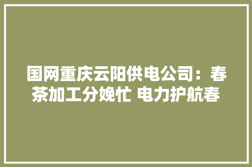 国网重庆云阳供电公司：春茶加工分娩忙 电力护航春茶飘喷鼻香