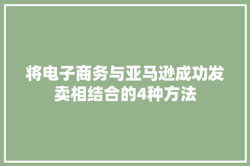 将电子商务与亚马逊成功发卖相结合的4种方法