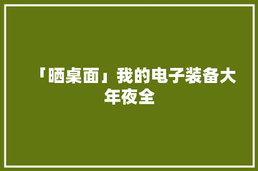 「晒桌面」我的电子装备大年夜全