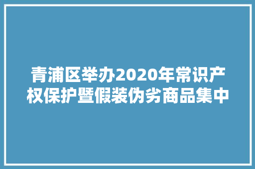 青浦区举办2020年常识产权保护暨假装伪劣商品集中销毁活动 青浦区举办2020年常识产权保护暨假装伪劣商品集中销毁活动 智能家居