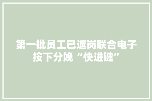 第一批员工已返岗联合电子按下分娩“快进键”