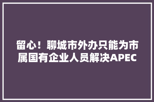 留心！聊城市外办只能为市属国有企业人员解决APEC商旅卡