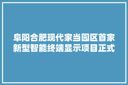 阜阳合肥现代家当园区首家新型智能终端显示项目正式投产运营
