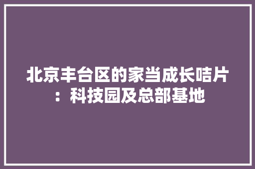 北京丰台区的家当成长咭片：科技园及总部基地 北京丰台区的家当成长咭片：科技园及总部基地 人工智能