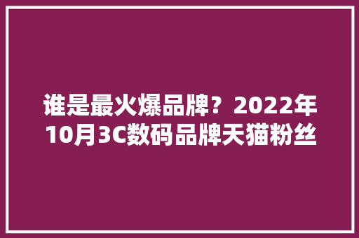 谁是最火爆品牌？2022年10月3C数码品牌天猫粉丝数量排行榜