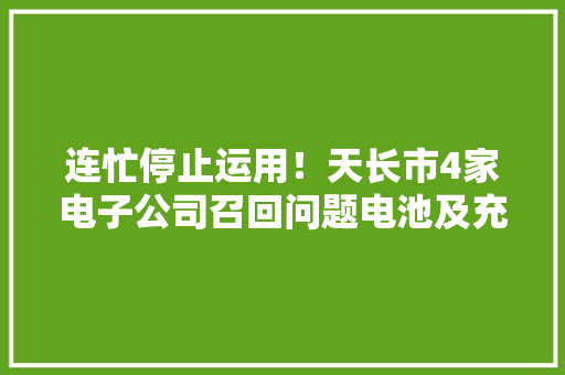 连忙停止运用！天长市4家电子公司召回问题电池及充电器
