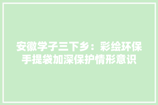 安徽学子三下乡：彩绘环保手提袋加深保护情形意识