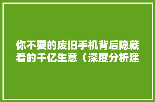 你不要的废旧手机背后隐藏着的千亿生意（深度分析建议收藏）