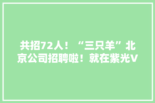 共招72人！“三只羊”北京公司招聘啦！就在紫光Vid收集视听家当园
