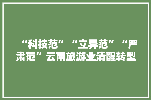 “科技范”“立异范”“严肃范”云南旅游业清醒转型新不雅观察
