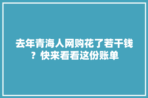 去年青海人网购花了若干钱？快来看看这份账单