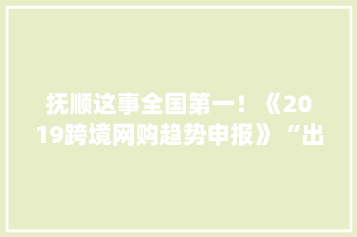 抚顺这事全国第一！《2019跨境网购趋势申报》“出炉”抚顺人均消费top1